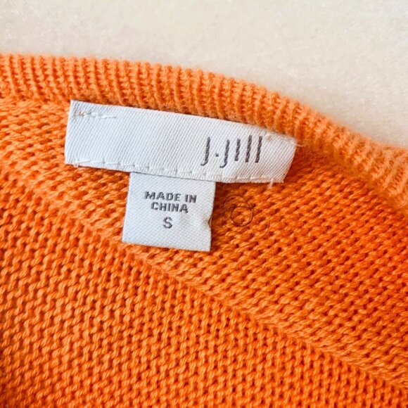 J Jill Womens Knit Pullover Sweater Clementine Orange Striped Side Ties Size S - Picture 11 of 13